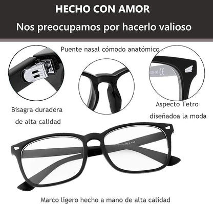 OptiBlue™ – Gafas filtro luz azul unisex (pack x2) para proteger tus ojos de pantallas, reducir fatiga visual y mejorar el descanso diario