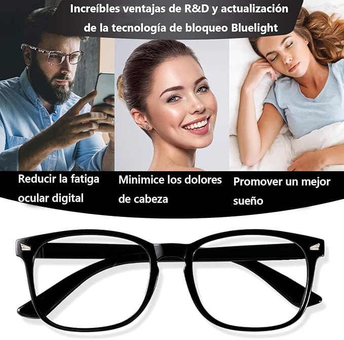 OptiBlue™ – Gafas filtro luz azul unisex (pack x2) para proteger tus ojos de pantallas, reducir fatiga visual y mejorar el descanso diario