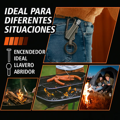 FlameKey™ - Encendedor infinito y abridor portátil de acero inoxidable