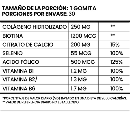 Rosa Hair - Gomitas para activar el crecimiento capilar, reducir caída de calleo, fortalece las uñas y mejora la textura de la piel