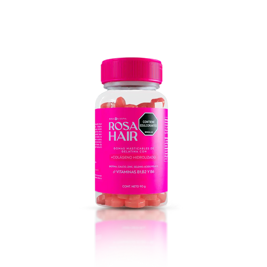 Rosa Hair - Gomitas para activar el crecimiento capilar, reducir caída de calleo, fortalece las uñas y mejora la textura de la piel